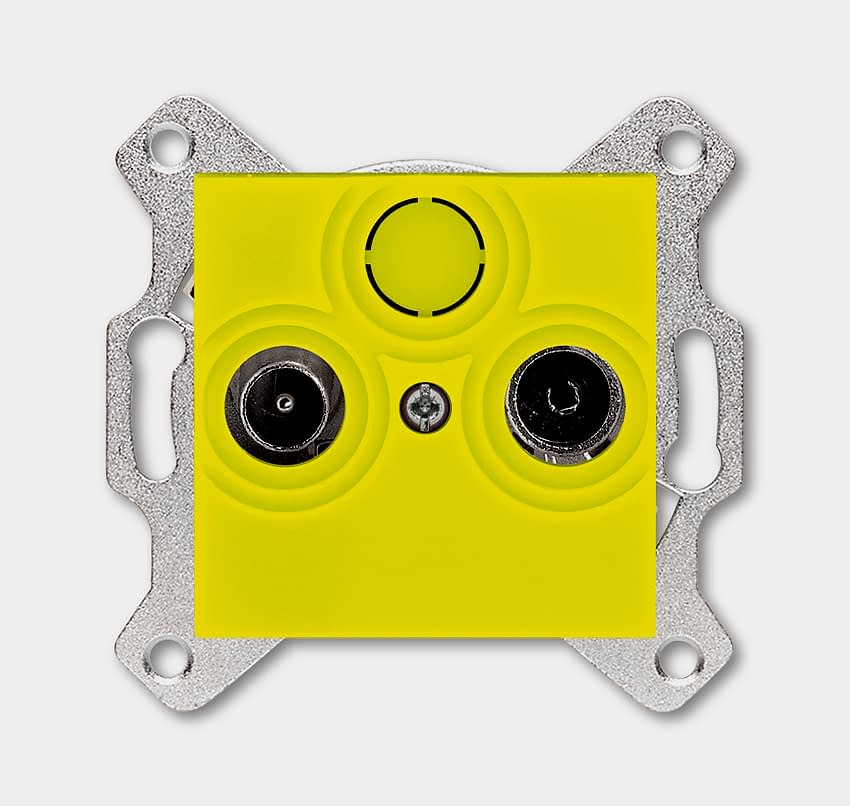 Изображение ABB EPJ Levit жёлтый / дымчатый чёрный Розетка TV-R, проходная, 7дБ, жёлтый