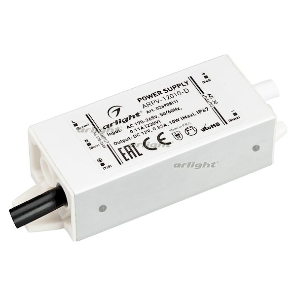 Изображение Arlight Блок питания ARPV-12010-D (12V, 0.83A, 10W) (ARL, IP67 Металл, 3 года)