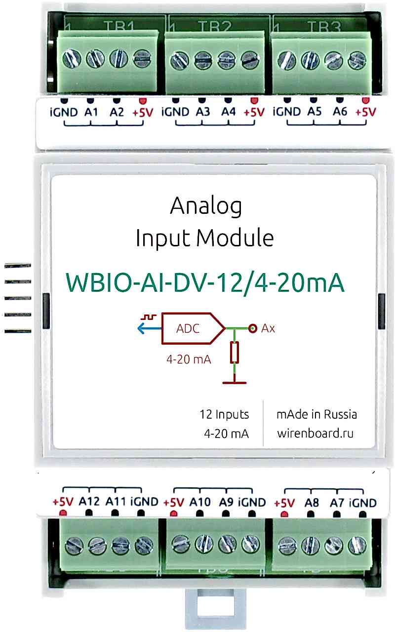 Изображение Модуль ввода-вывода Wiren Board WBIO-AI-DV-12/4-20mA
