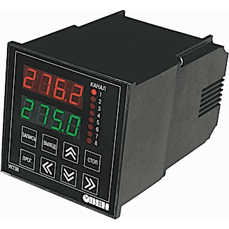 Изображение Устройство контроля температуры восьмиканальное с аварийной сигнализацией и встроенным барьером искрозащиты ОВЕН УКТ38-В.01