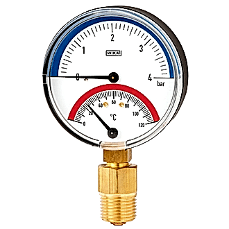 Изображение Биметаллический термоманометр WIKA 100.10.080, 0-16 бар, 0-120°С