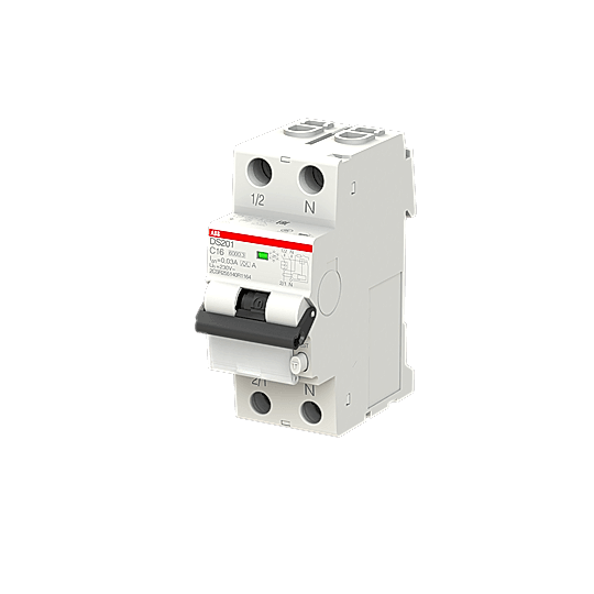 Изображение Выключатель авт.диф.тока ABB DS201 1 мод. 16А 30mA 6кА(А) хар.С (арт.2CSR255180R1164)