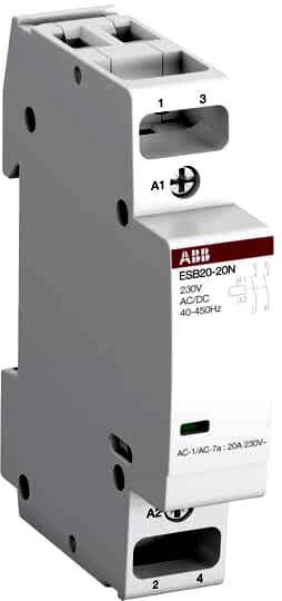 Изображение Контактор ABB ESB20-20N-01 модульный (20А АС-1, 2НО), катушка 24В AC/DC