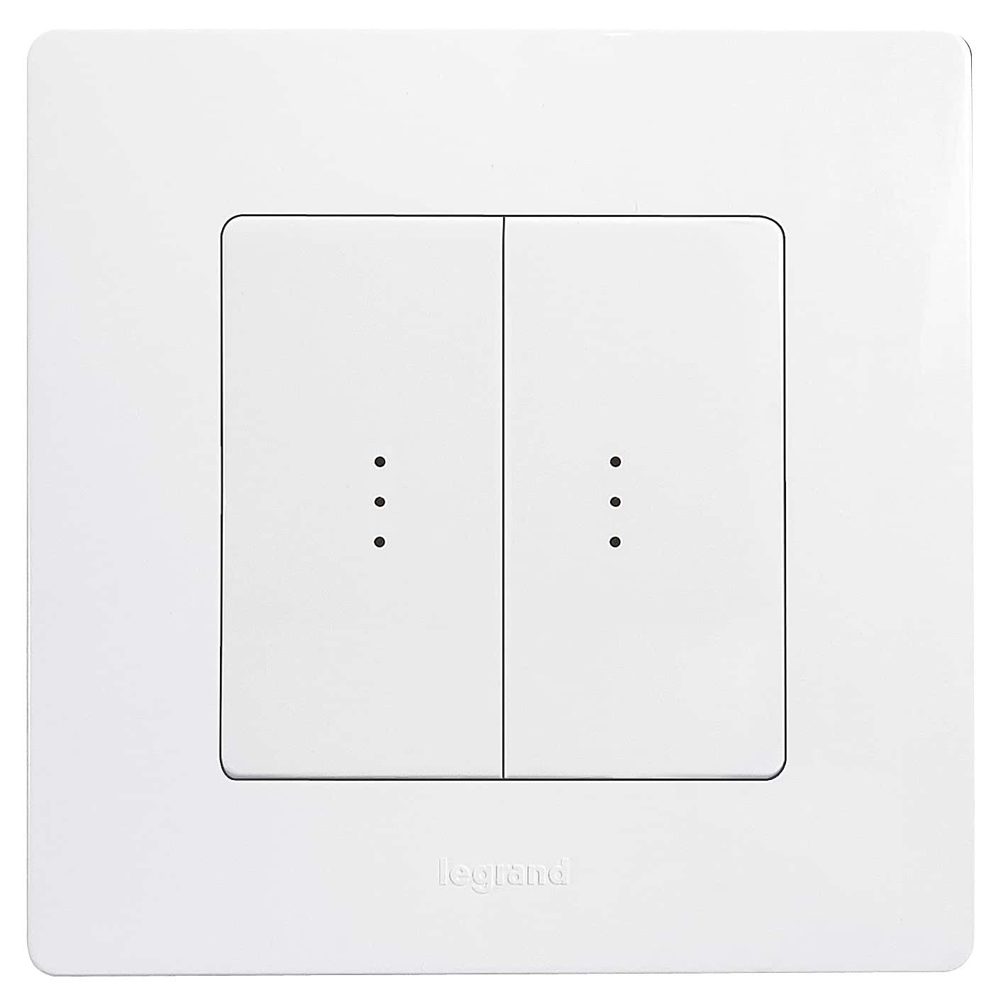 Изображение Переключатель 2-клавишный Legrand Etika белый с подсветкой, 10А, автоматические клеммы (арт.672216)