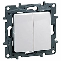 Изображение Переключатель Legrand Etika белый 2-клавишный, 10А, автоматические клеммы (арт.672212)
