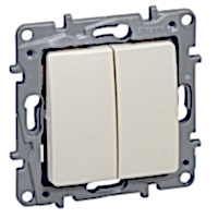 Изображение Переключатель Legrand Etika слоновая кость 2-клавишный, 10А, автоматические клеммы (арт.672312)