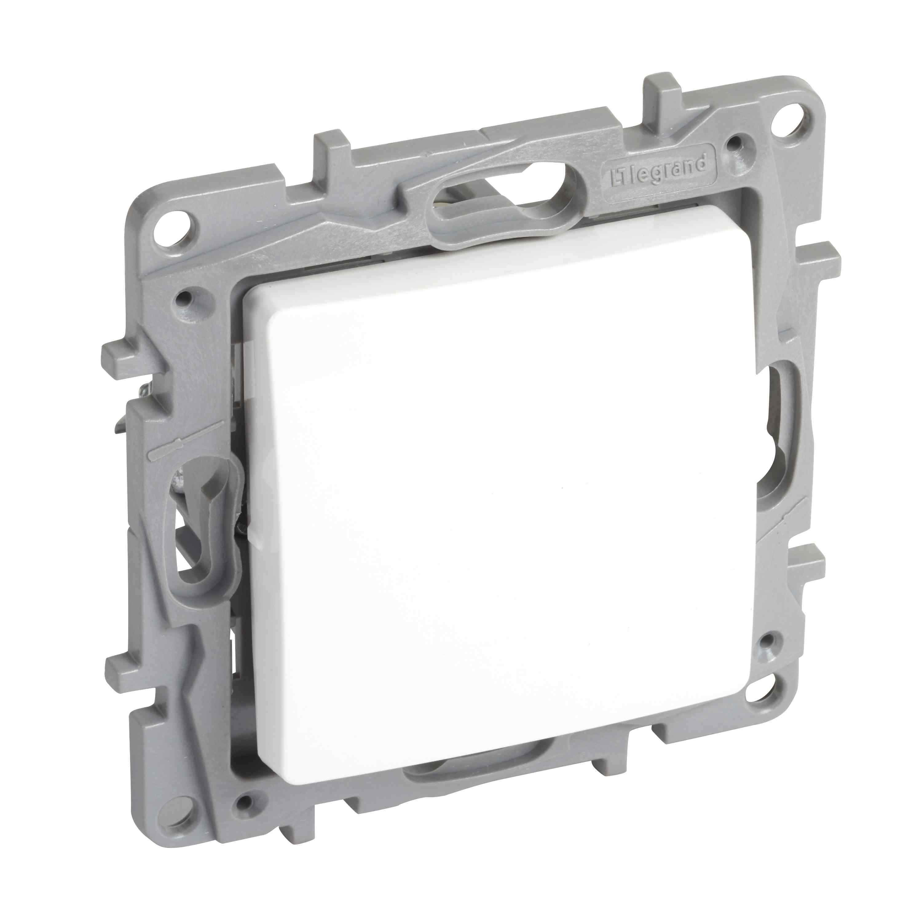 Изображение Переключатель Legrand Etika белый промежуточный 1-клавишный, винтовые клеммы, 10AX, 250 В (арт.672209)