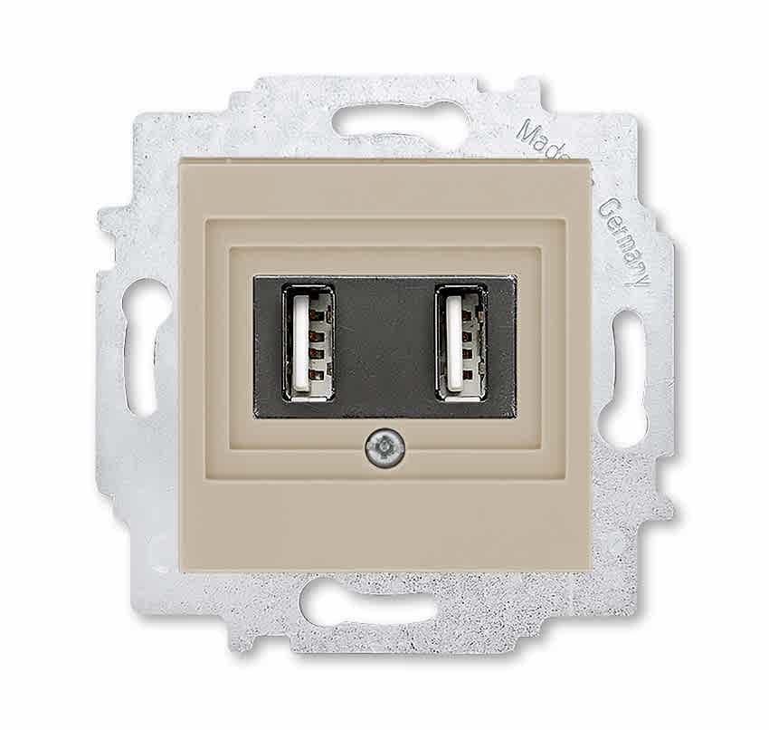 Изображение Зарядное устройство ABB EPJ Levit кофе макиато / белый USB зарядка двойная (арт.2CHH290040A6018)