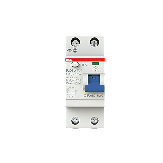 Изображение УЗО ABB F202A 2Р 25А 30mA (A) (арт.2CSF202101R1250)