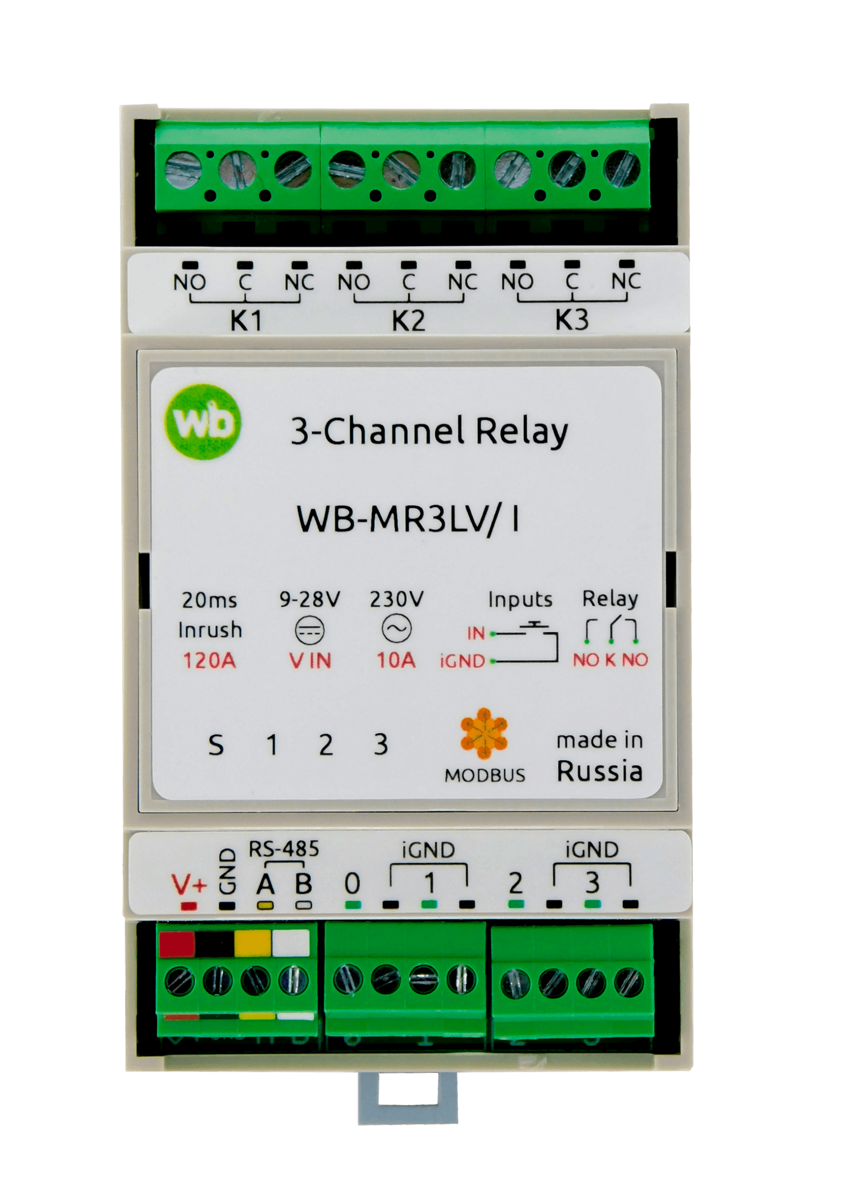 Изображение Модуль реле Wiren Board c RS-485, Modbus RTU WB-MR3-LV