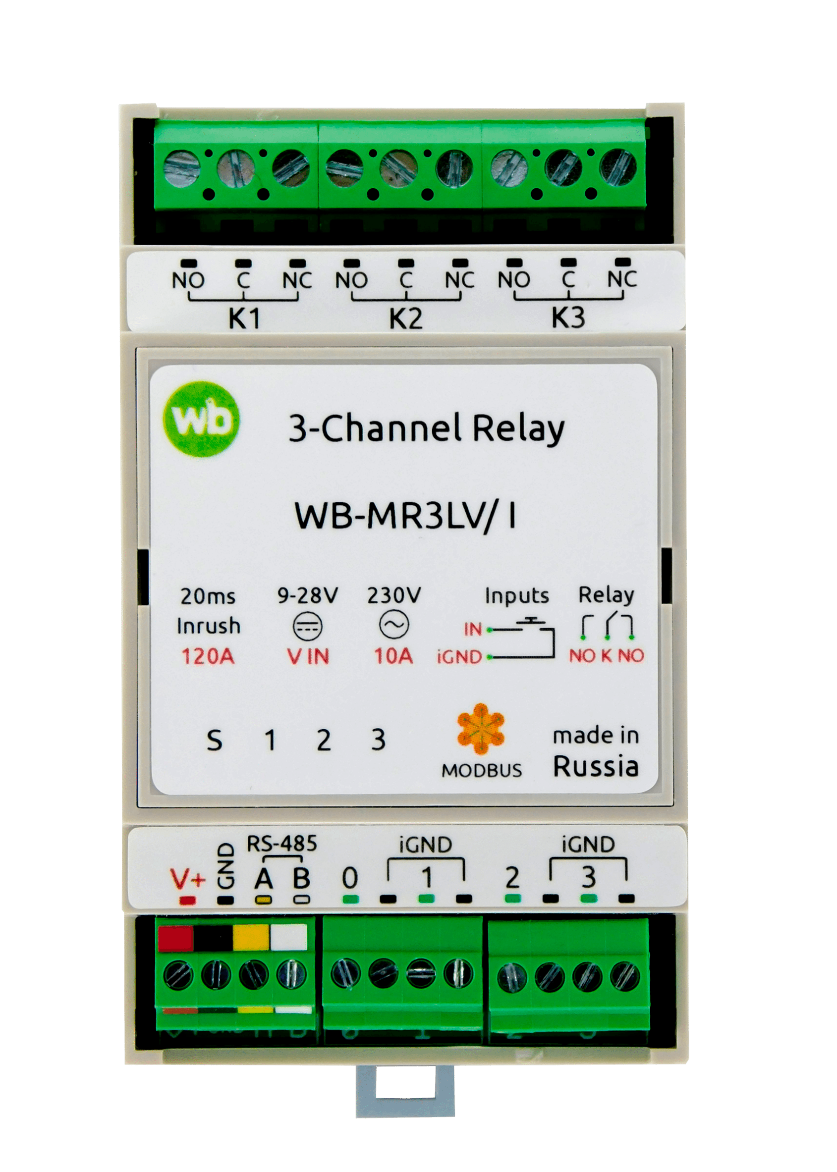 Изображение Модуль реле Wiren Board с RS-485, Modbus RTU WB-MRWL3