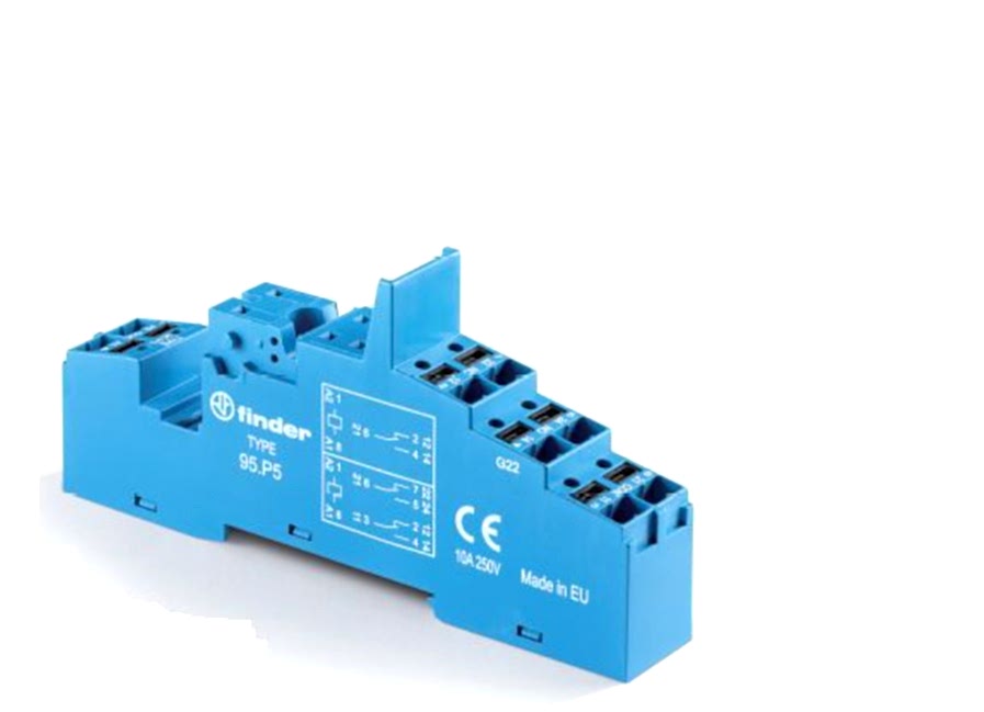 Изображение Finder Розетка с безвинтовыми клеммами Push-in для реле 40.51, 40.52, 40.61, 40.62; применяются модули 99.02, 86.03; в комплекте металлическая клипса