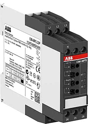 Изображение ABB Реле контроля CM-MPS.11P с контр нуля, Umin/Umax=3х90-130В/120-170BAC, 2ПК, пруж.клеммы