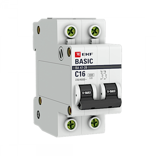 Изображение EKF Basic Автоматический выключатель 2P 16А (C) 4,5кА ВА 47-29