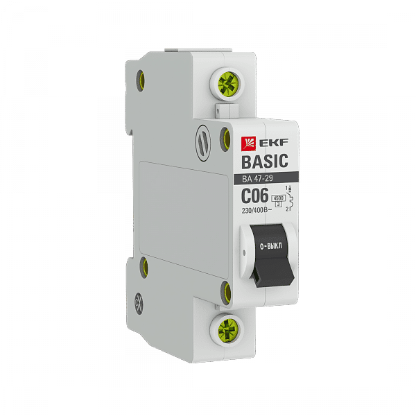 Изображение EKF Basic Автоматический выключатель 1P 6А (C) 4,5кА ВА 47-29