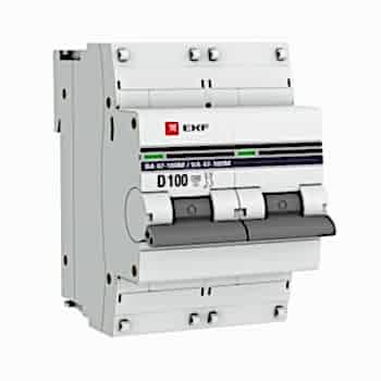 Изображение EKF PROxima Автоматический выключатель 2P 100А (D) 10kA ВА 47-100M с электромагнитным расцепителем