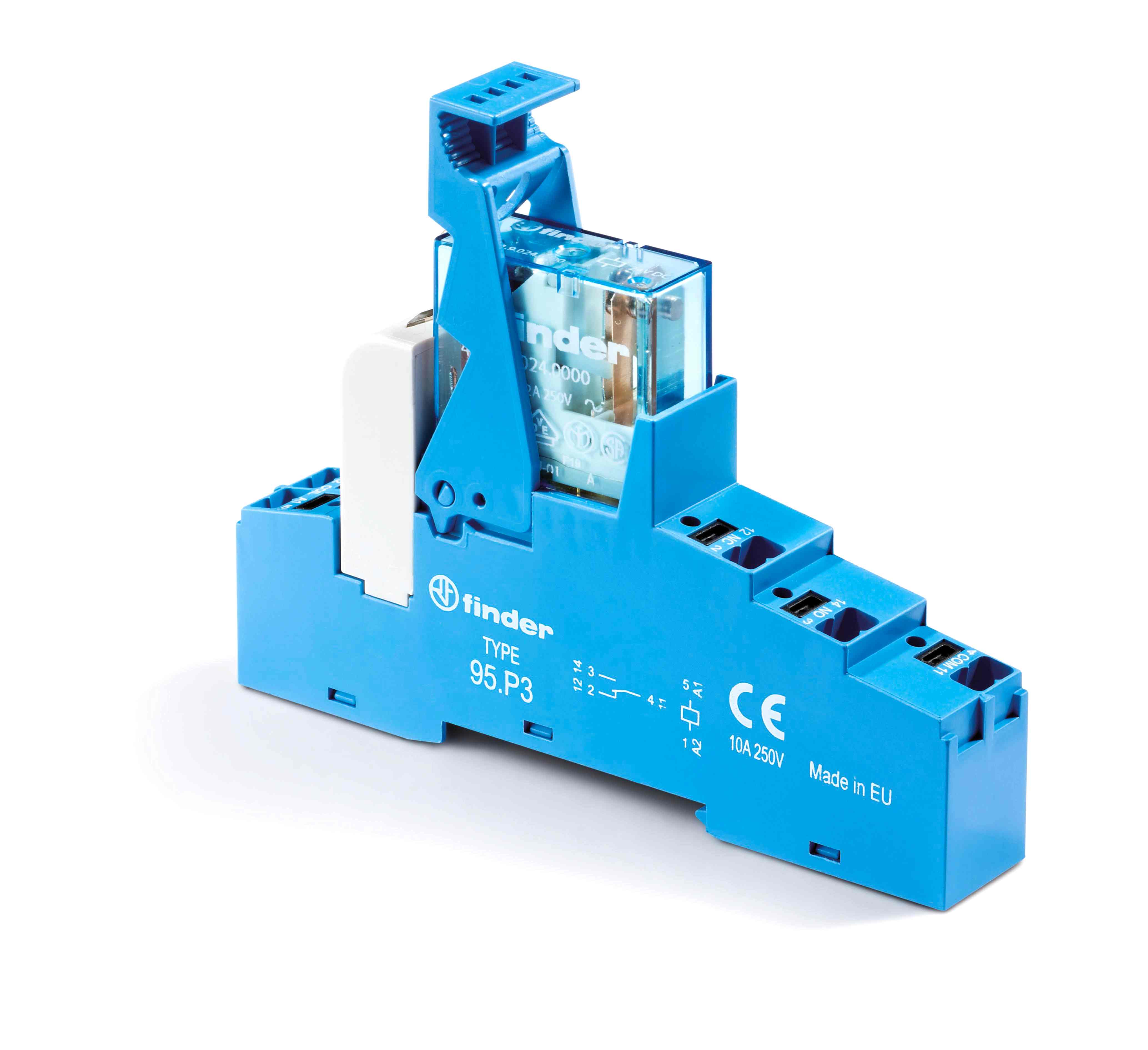 Изображение Finder Интерфейсный модуль (сборка 40.31.8.230.0000 + 99.02.0.230.98 + 95.P3SPA), электромеханическое реле; 1CO 10A; контакты AgNi; питание 230В AC; к