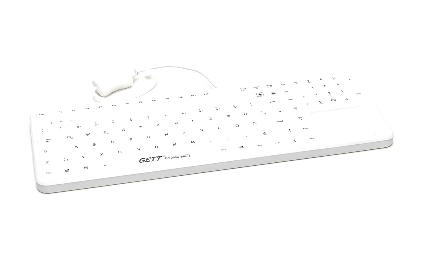 Изображение Клавиатура пылевлагозащищённая TKG-109-GCQ-PR-TOUCH-KGEH-WHITE-IP68-MAG-BACKL-USB-US/CYR (KG27205)  