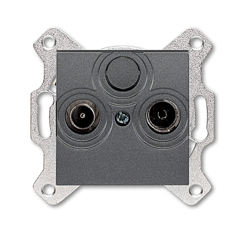 Изображение ABB EPJ Levit cталь / дымчатый чёрный Розетка TV-R, оконечная, сталь