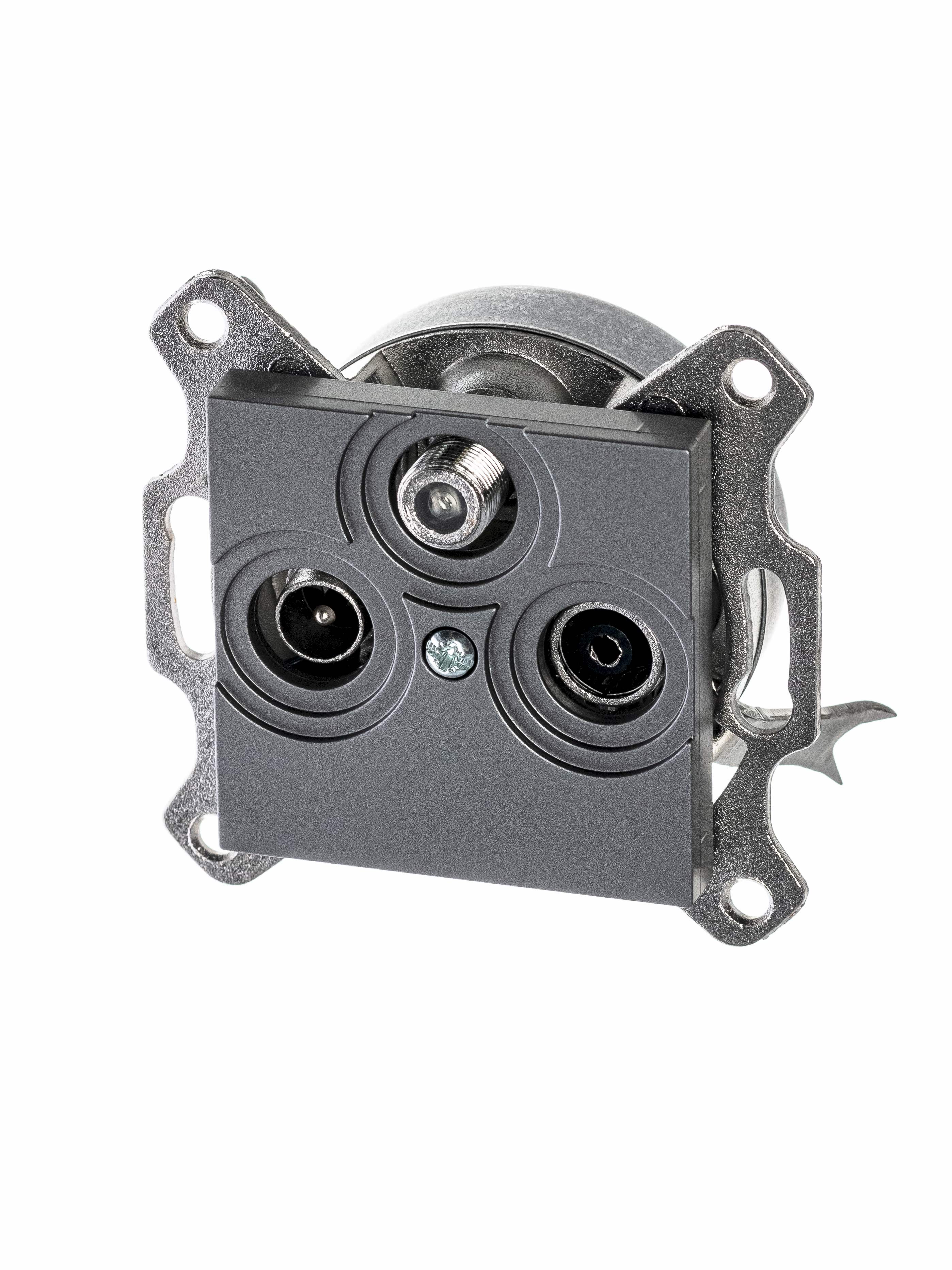 Изображение ABB EPJ Levit cталь / дымчатый чёрный Розетка TV-R-SAT, сталь