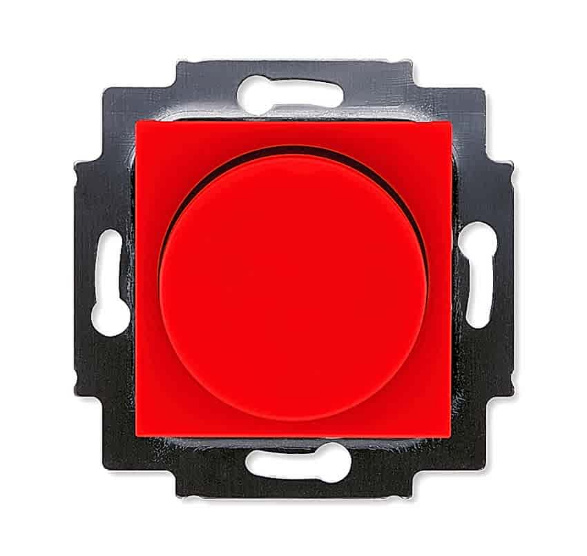 Изображение ABB EPJ Levit краcный / дымчатый чёрный Диммер поворотно-нажимной, 60-600Вт, R