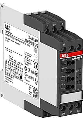 Изображение ABB Реле контроля CM-MPS.43P без контр нуля, Umin/Umax=3х300-380В/420- 500BAC, 2ПК, пруж.клеммы