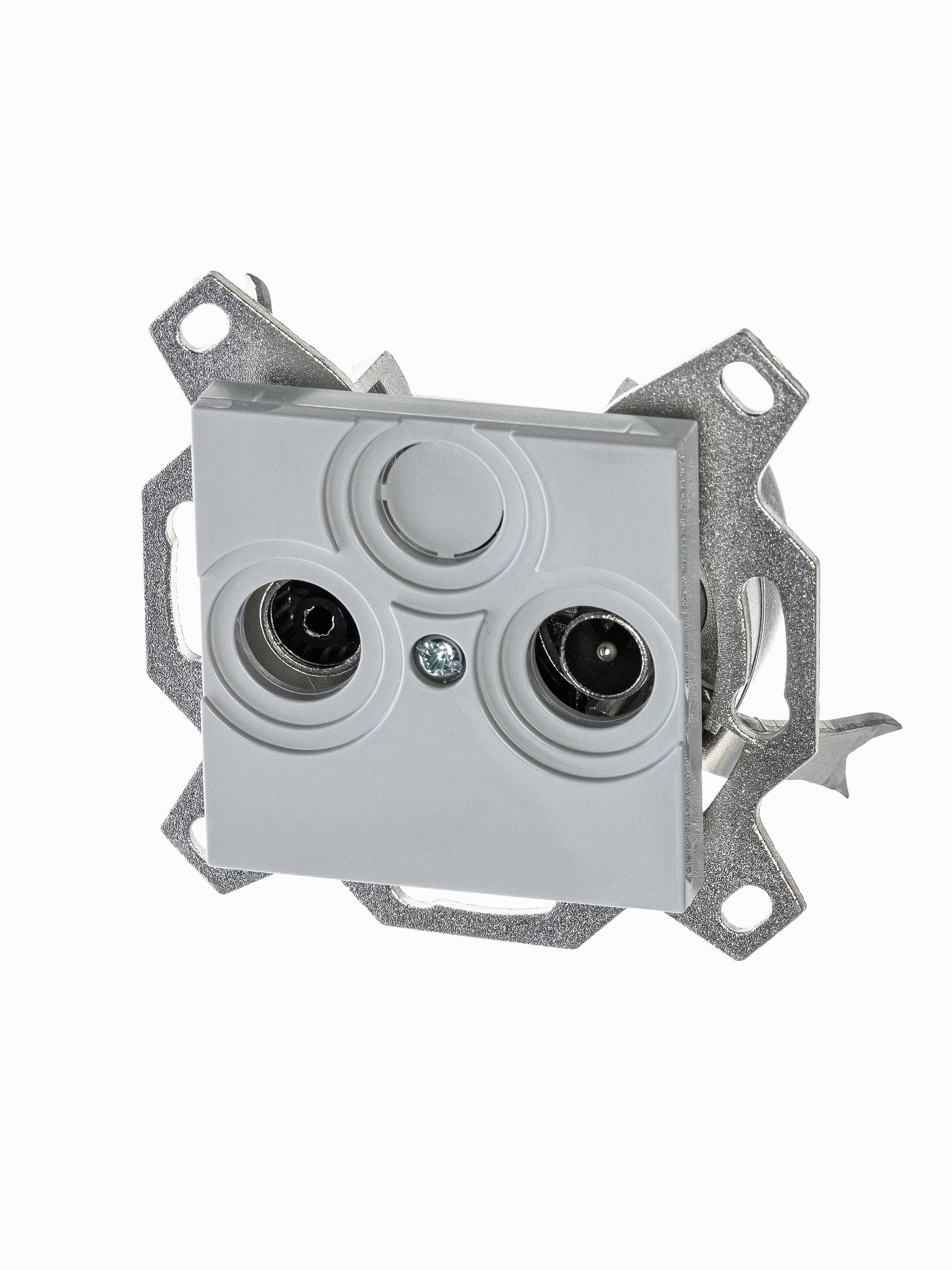 Изображение ABB EPJ Levit cерый / белый Розетка TV-R, проходная, 7дБ, серый