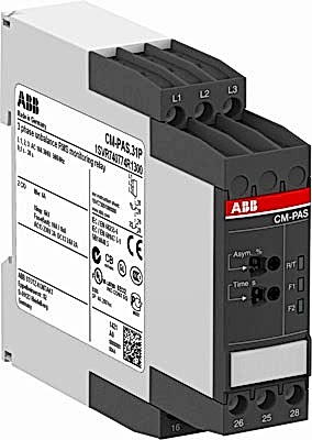 Изображение ABB Реле контроля CM-PVS.81P без контр нуля, Umin/Umax=3x200-400ВAC, обрыв, чередование, tрег =0-30с, 2ПК, пруж.клеммы