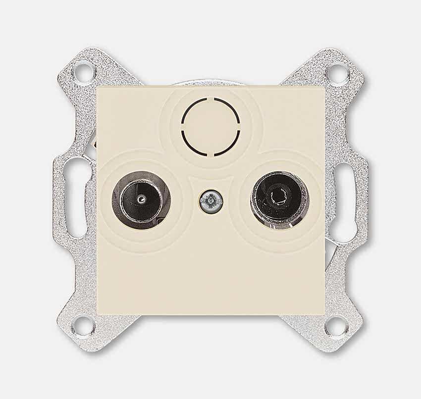 Изображение ABB EPJ Levit cлоновая коcть / белый Розетка TV-R, проходная, 7дБ, слоновая кость